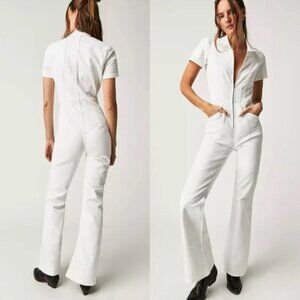NWT We The Free | Free People Jayde Flare White Denim Jumpsuit | Size Medium